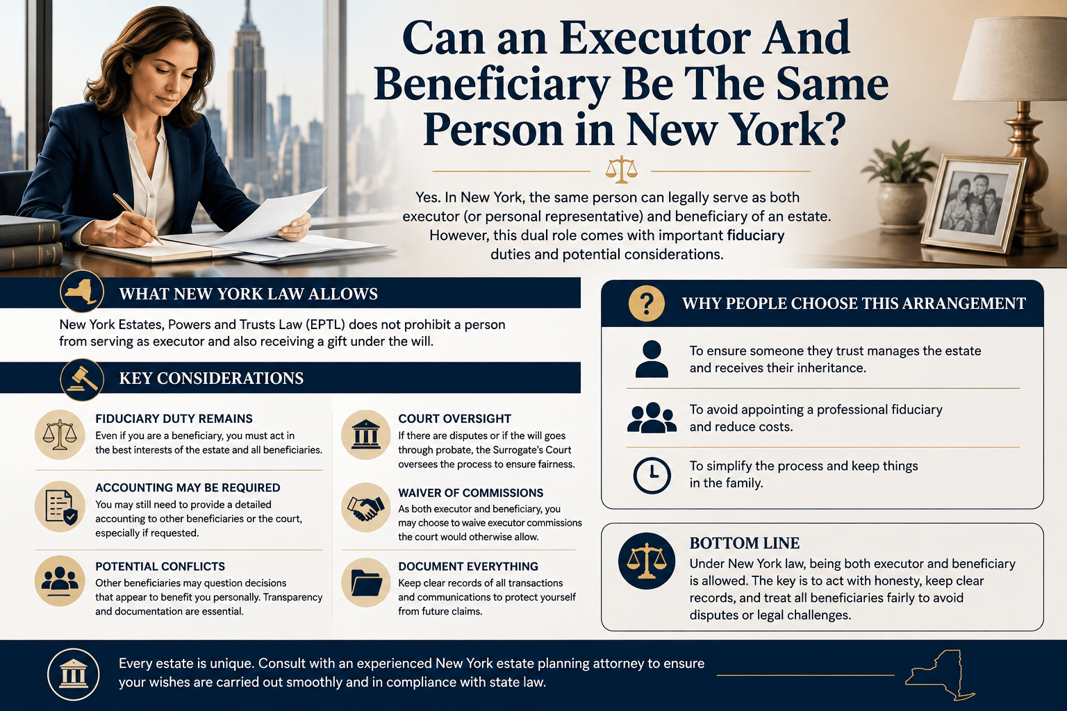 Can an Executor And Beneficiary Be The Same Person in New York?